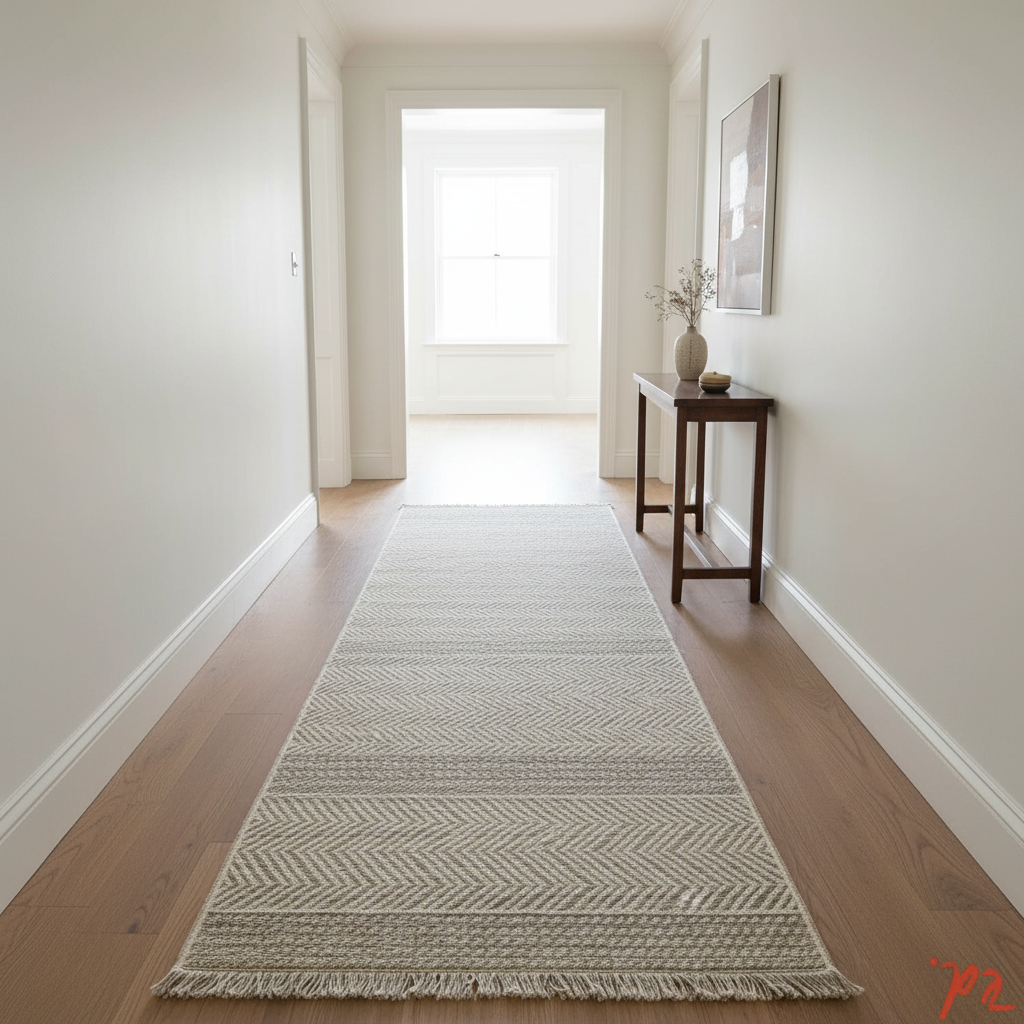 Oriental Weavers Kemet Chevron Herringbone Corridor Runner Rug - Beige Grey with Fringe KBORIE229 #8