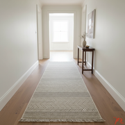 Oriental Weavers Kemet Chevron Herringbone Corridor Runner Rug - Beige Grey with Fringe KBORIE229 #8