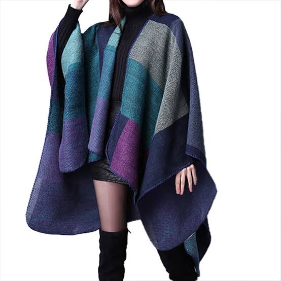 Geometric Wrap Shawl Poncho