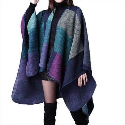 Geometric Wrap Shawl Poncho