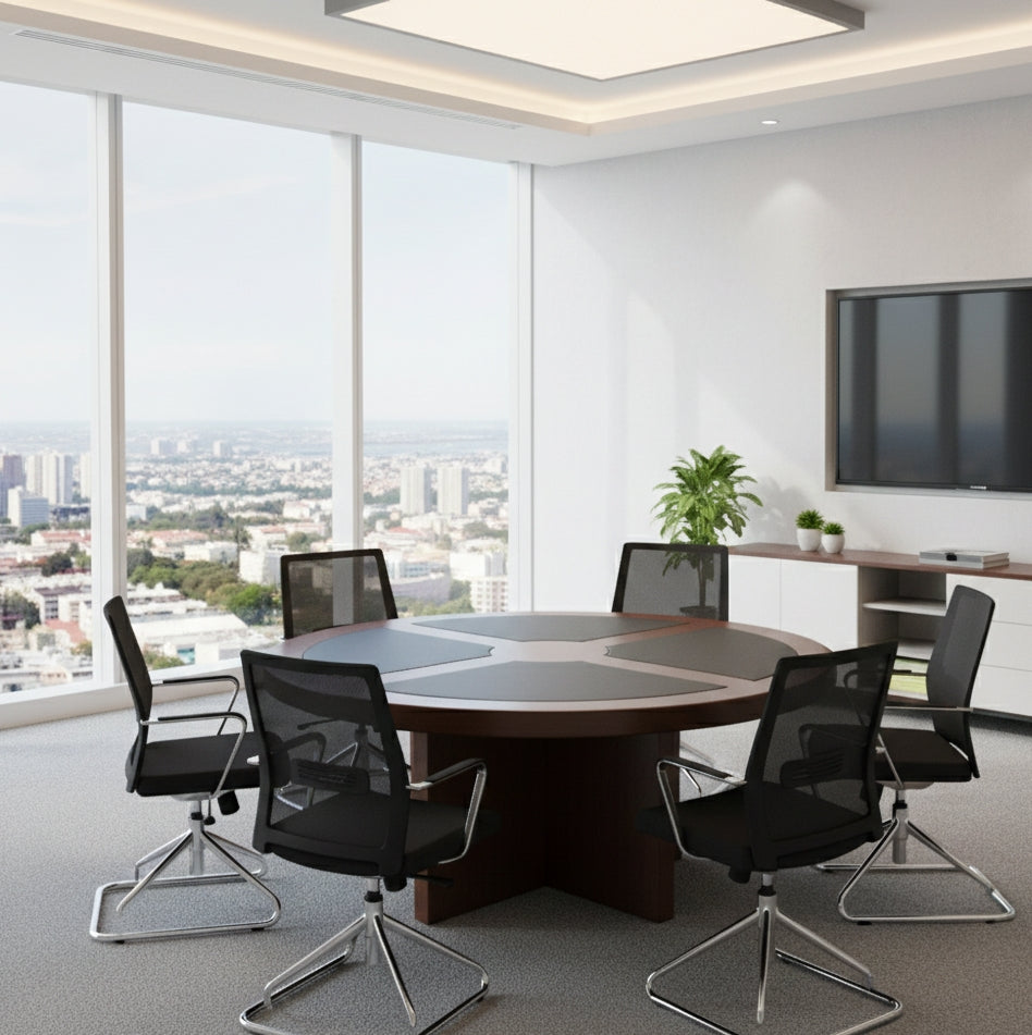 1.2Meters round boardroom table with modern office design.