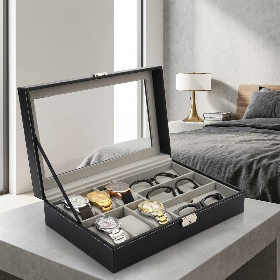 Portable Watch And Glasses Organizer