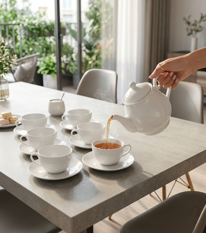 13 Piece Tea Set With Kettle, Cups And Saucers