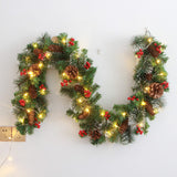 Christmas Garland Decoration With Pinecones And Red Berries