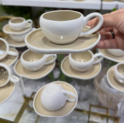 12pcs premium porcelain cup and saucer set, microwave and dishwasher safe elegant drinkware set