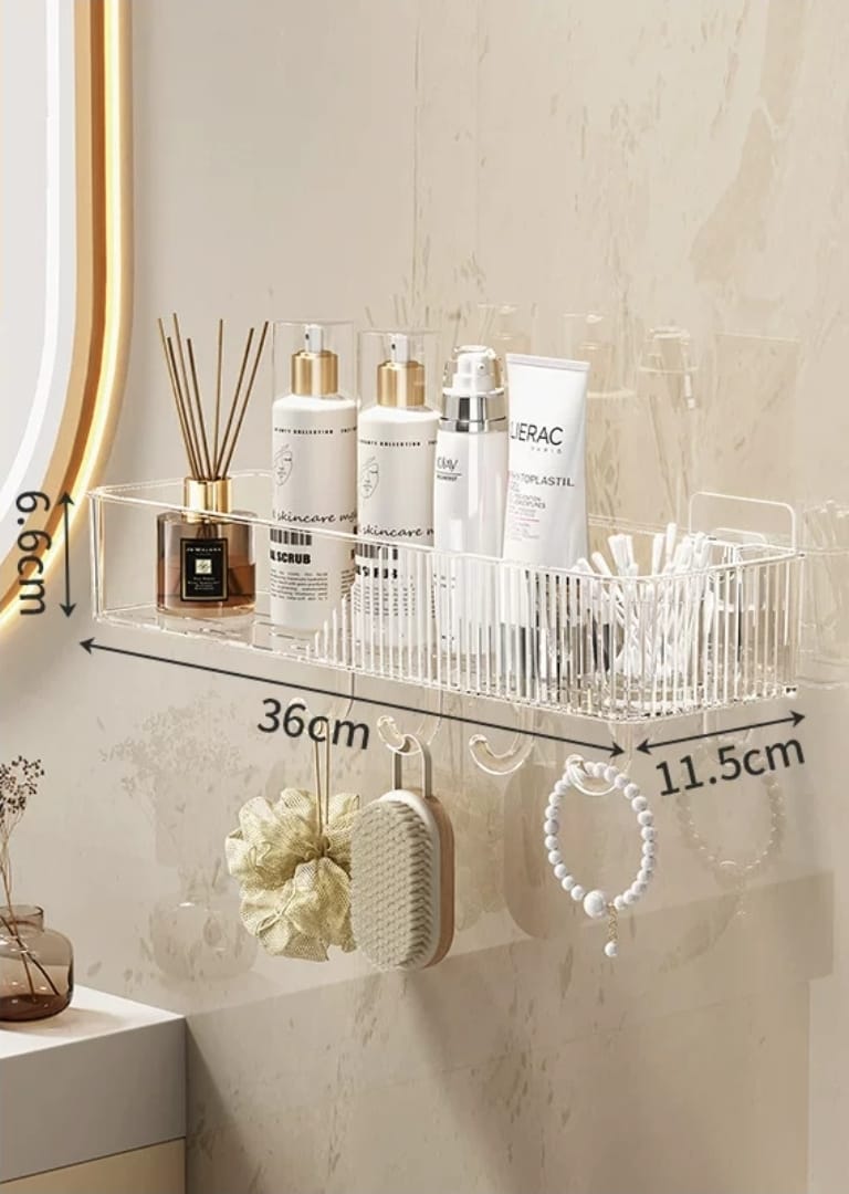 Acrylic Storage Shelf with Clear Hooks
