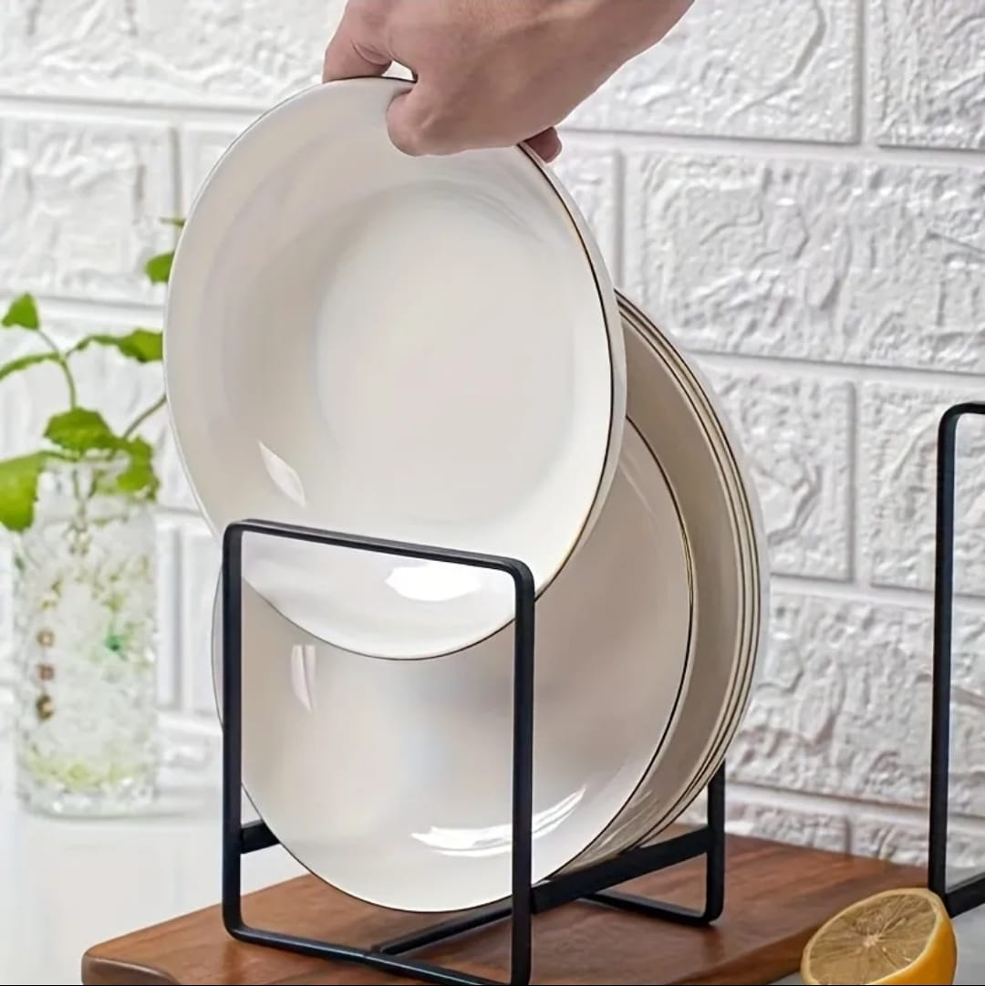 Metal Dish Rack Space Saving Kitchen Plate and Utensil Organizer