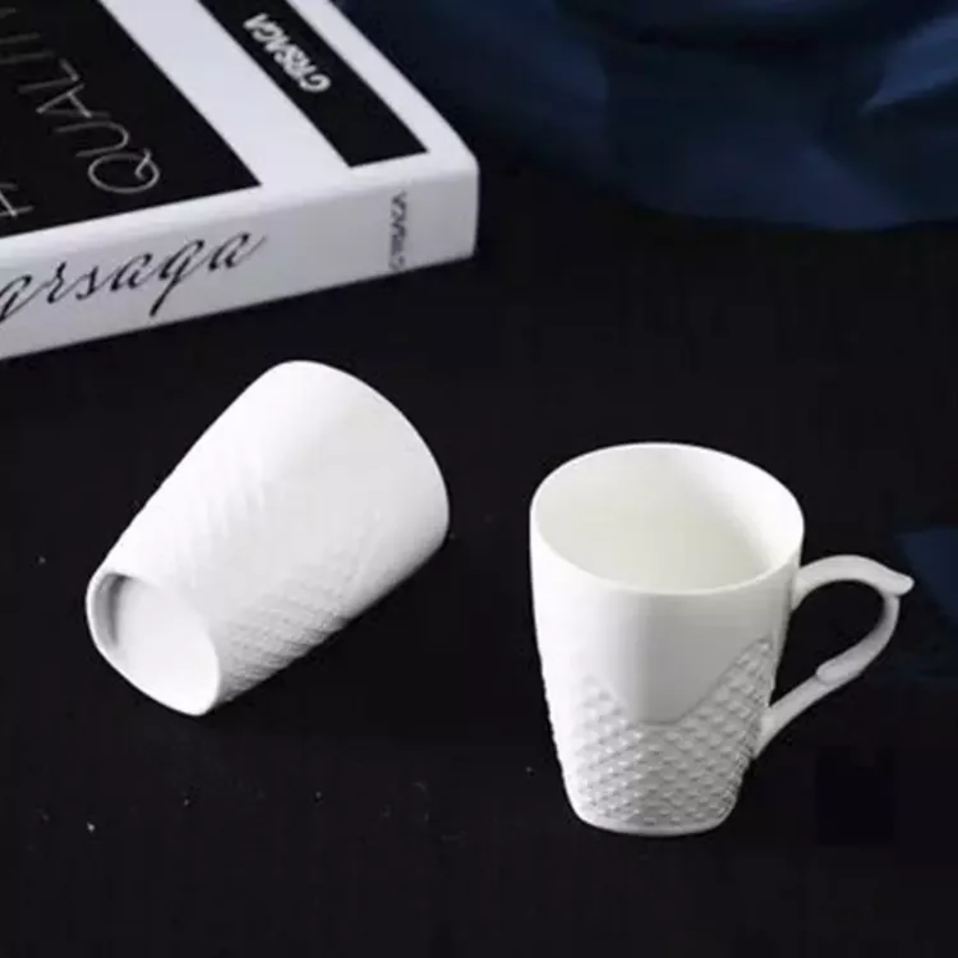 6Pcs White Ceramic Cups