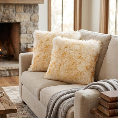 Fluffy imitation wool plush washable cushion pillow cover for sofa and home décor. 