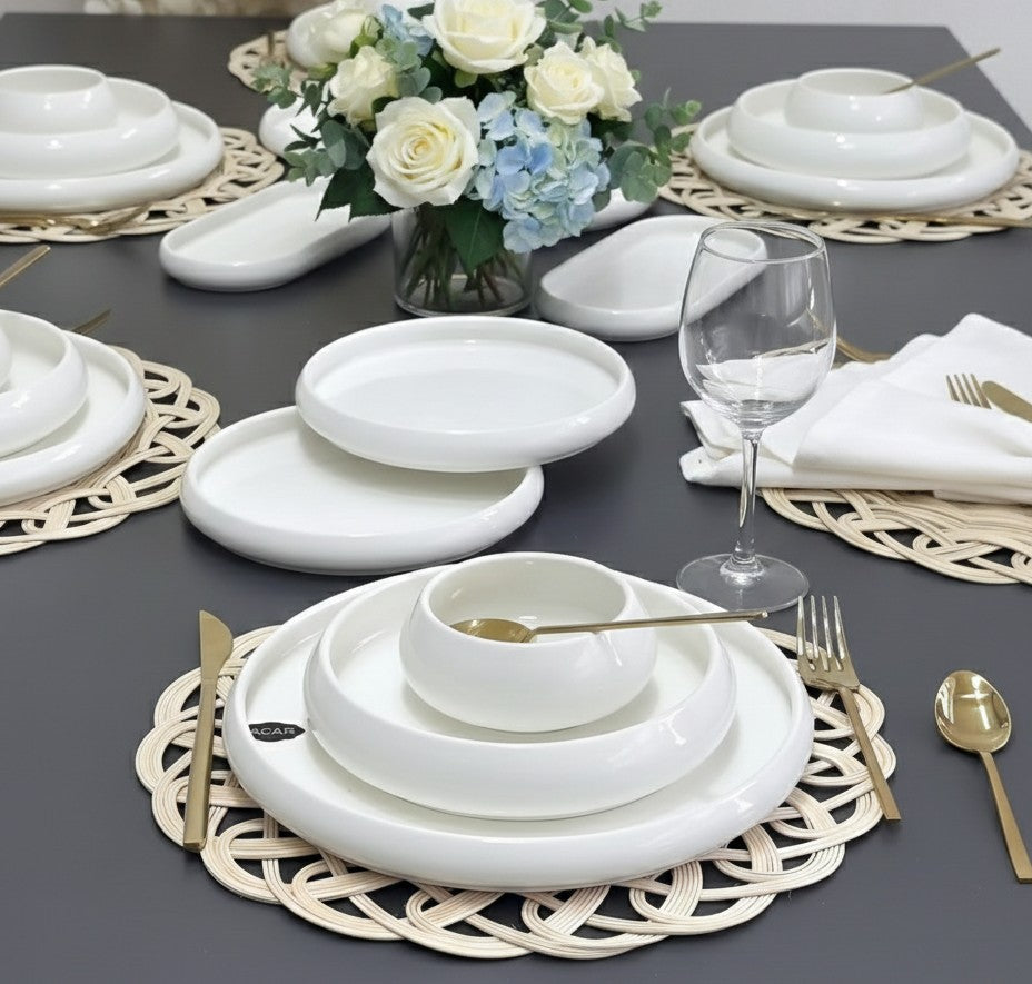 Premium 24-piece dinner set with plates and bowls for six people
