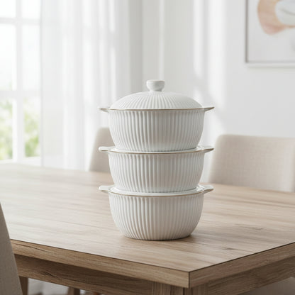 Three ceramic serving bowls set with 3 litre capacity each