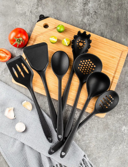 25pcs Silicone Spoon Set Black Marble