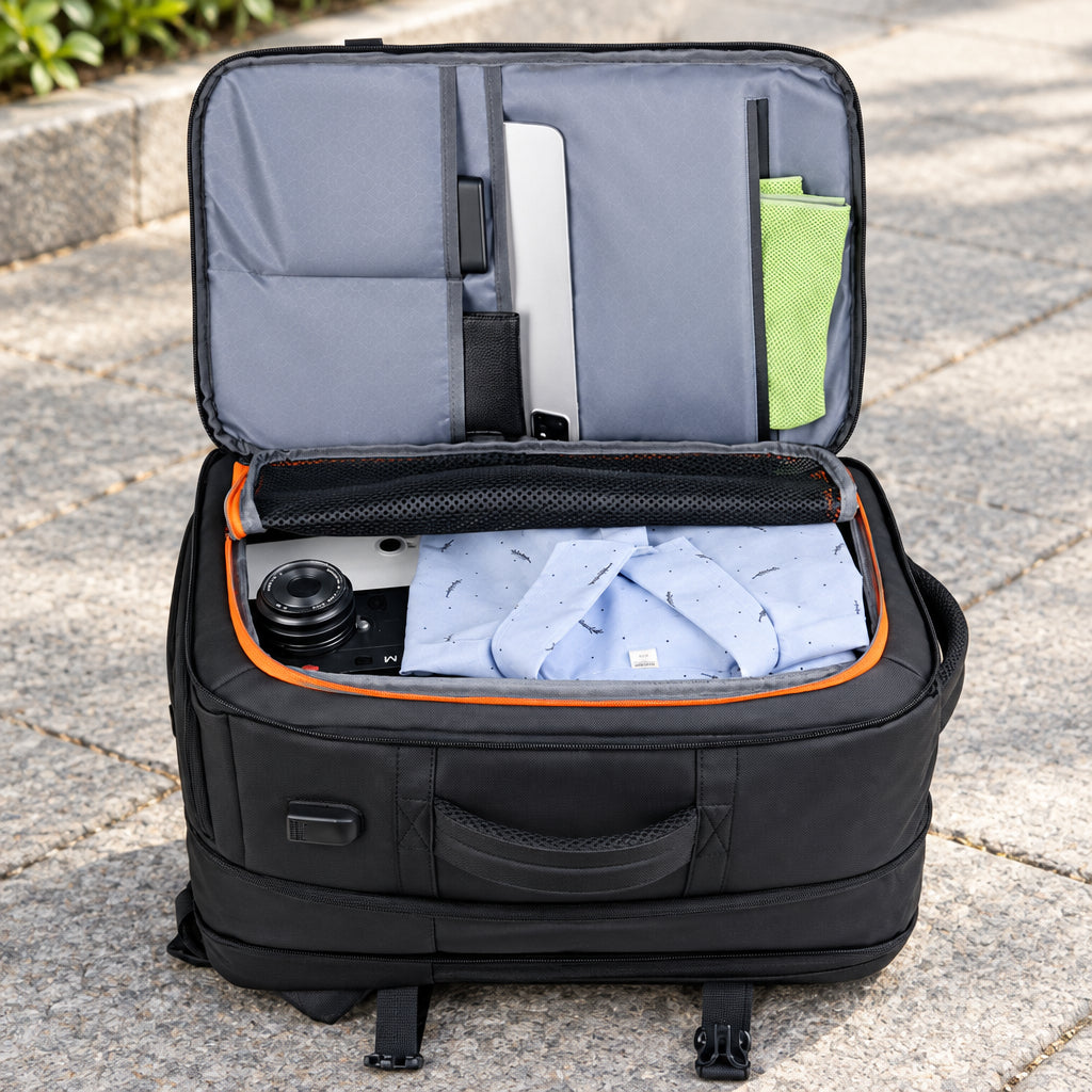 Multifunctional Expandable Unisex Backpack Black and Grey