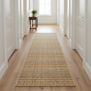 Timeless Woven Tribal Stripe Corridor Runner Rug - Beige Textured Boho Pattern KBLOOM04 #T07