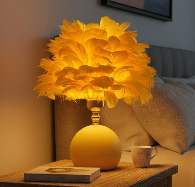 Medium 30 cm Featherly bedside lamp suitable for bedrooms, living rooms, and offices