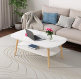 Double Layer White Wooden Coffee Table