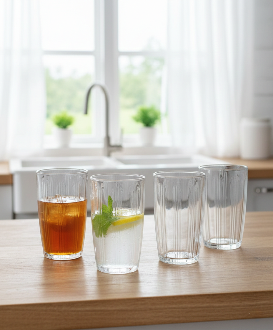 6-Piece Ribbed Glass Set – 300ml