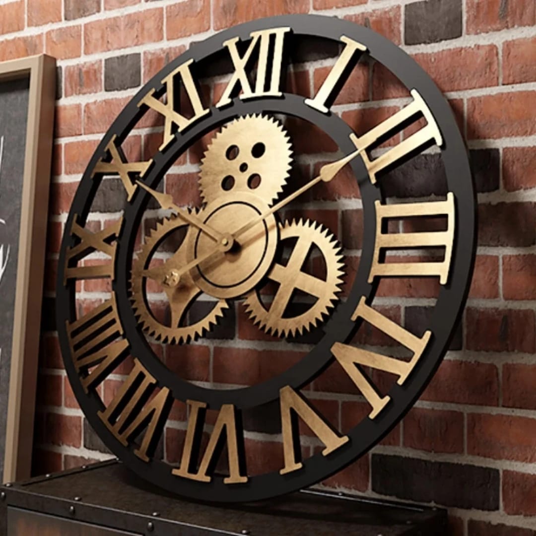 Non Moving Gears Vintage Wall Clock