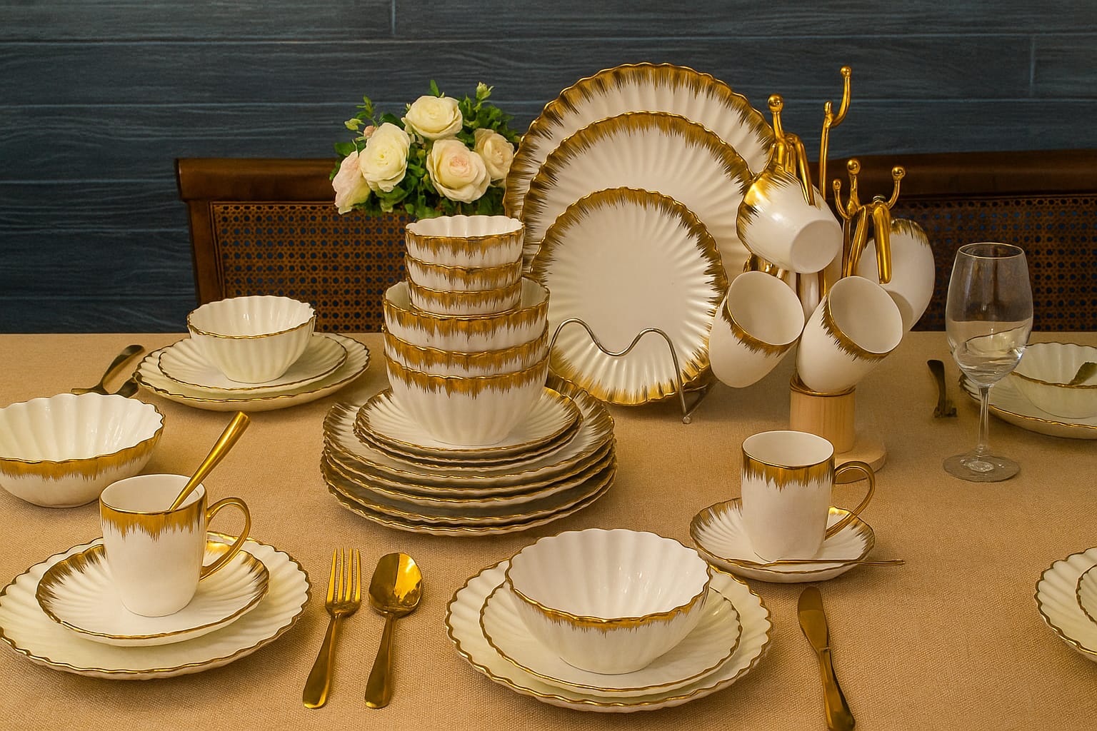 Ceramic Shell Dinner Set – 25pcs