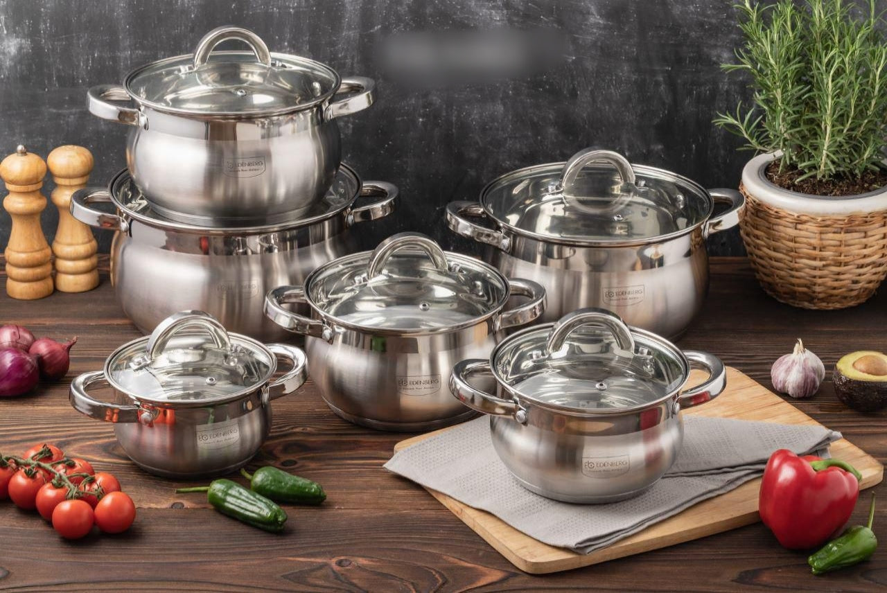 12Pcs Stainless Cookware Set