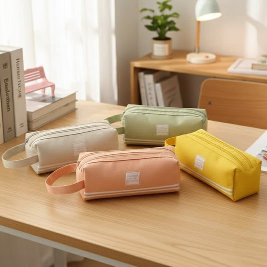 Double layer pencil pouch with large capacity for stationery