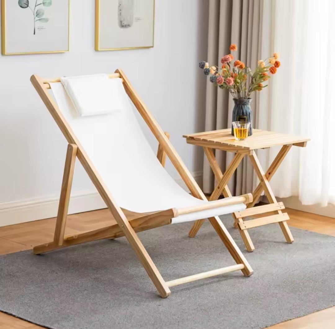 Foldable Balcony Chair And Bamboo Table Set