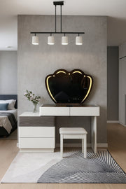 Retractable dressing table with LED light and drawers