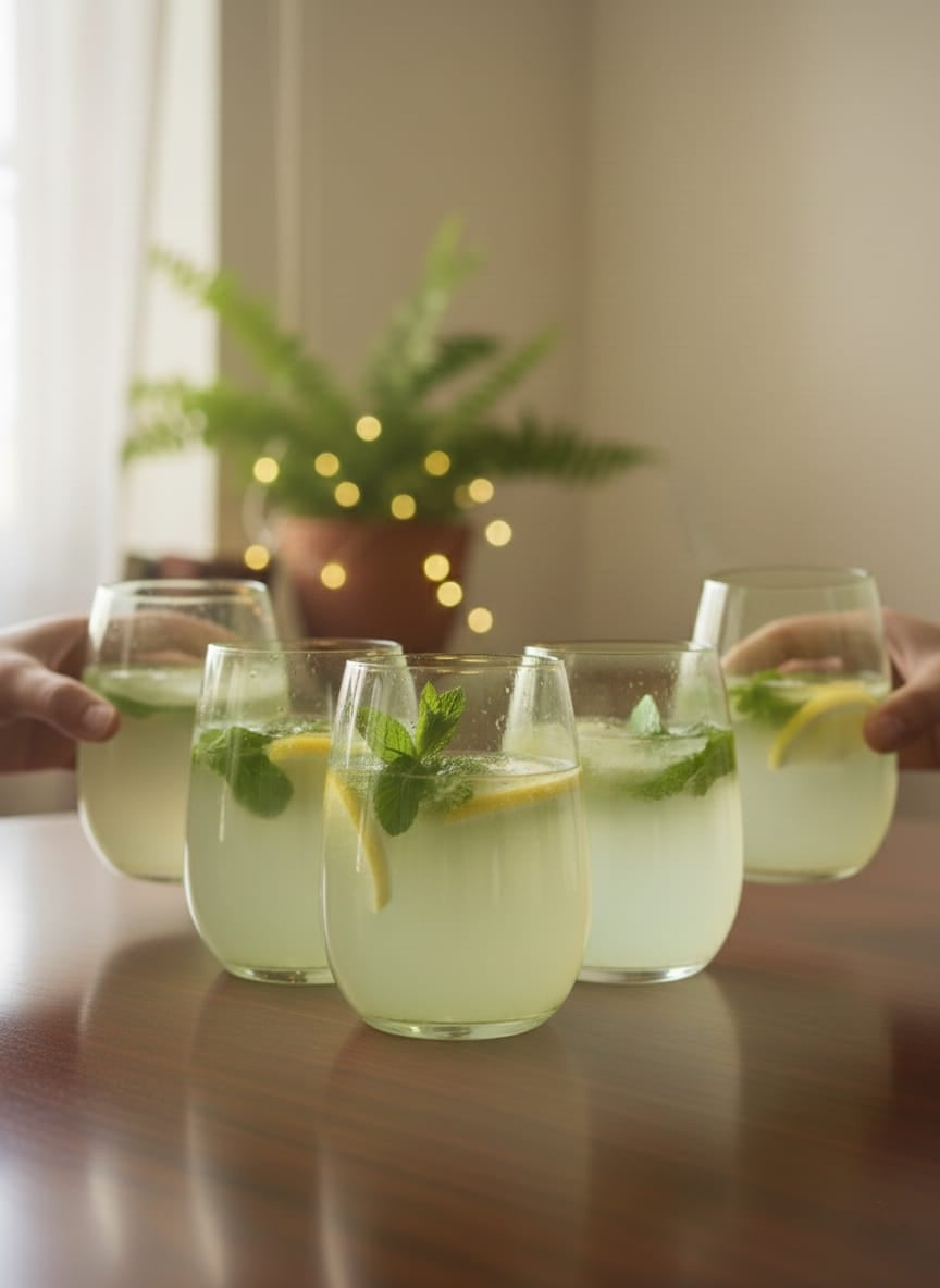6-Piece Oval Colored Glass Set – Green