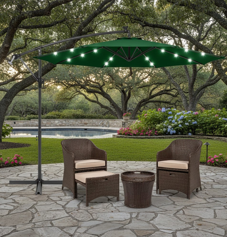 10FT Solar-Powered Patio Umbrella