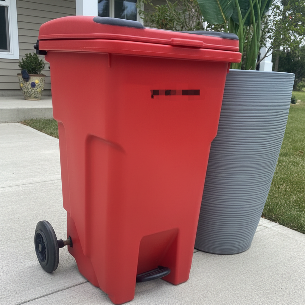 90L Wheeled Trash Bin with Foot Pedal and Handle — Blue, Green, Red, Black, Yellow
