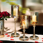 3-piece luxury glass candlestick set for dining table and home décor