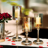 3Pc Glass Candle Candlestick Set