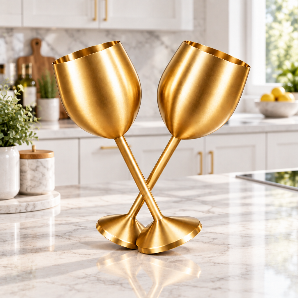 Gold Stainless Steel Wine Goblets
