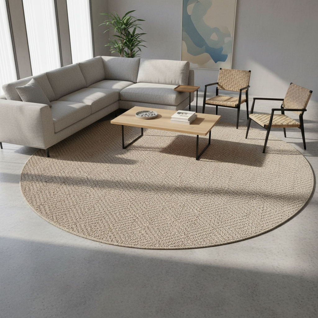 Oriental Weavers Oria Round Herringbone Flat Weave Rug KBORIE214