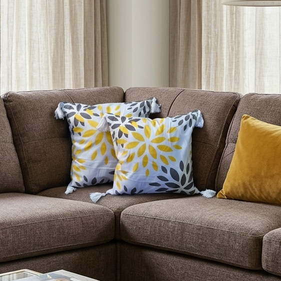 2Pcs Semi Boho Cushion Covers With Tassels