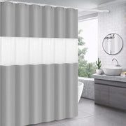 Polyester waterproof bath shower curtain with metallic hooks sized 180 by 200 cm