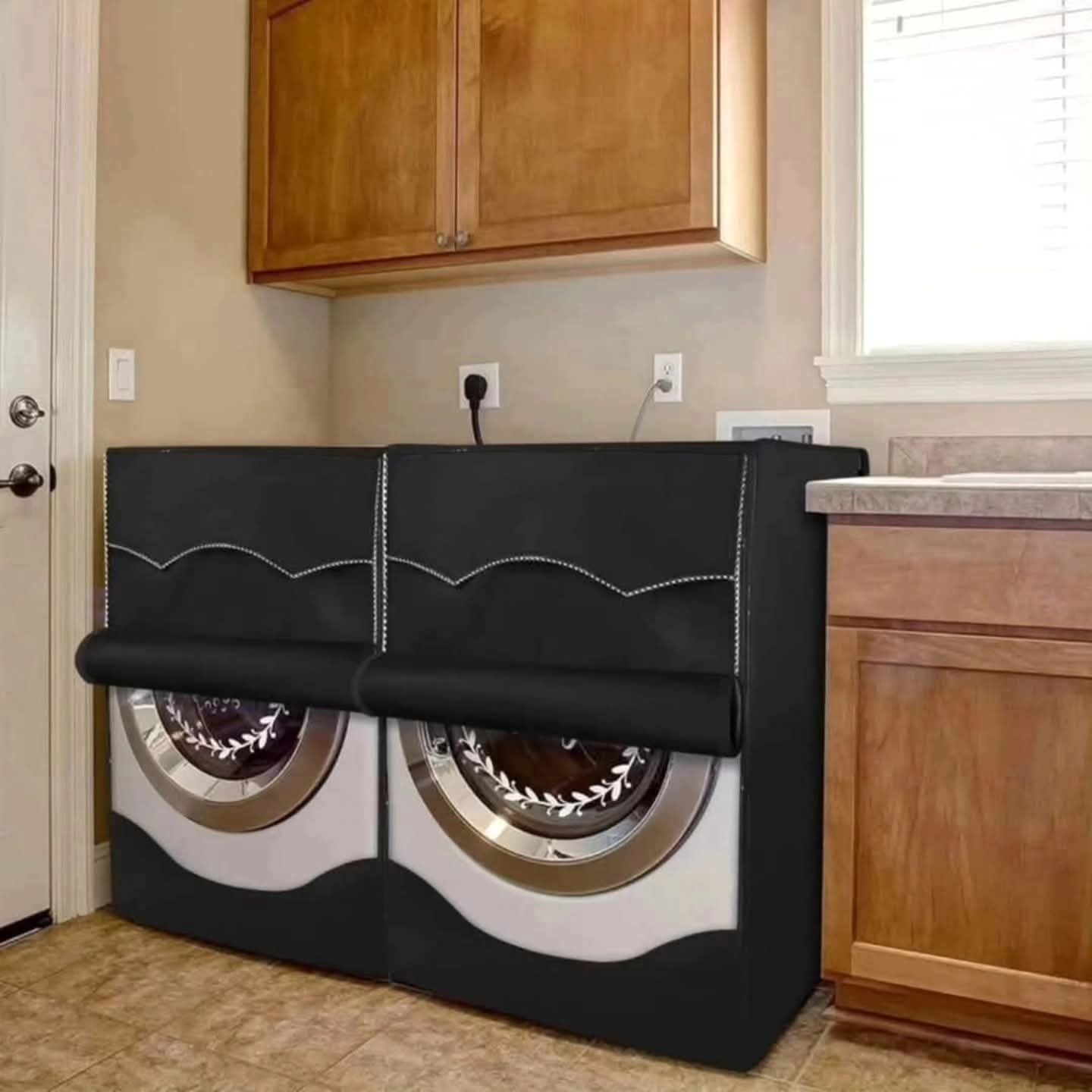Black Front Load Washing Machine Cover