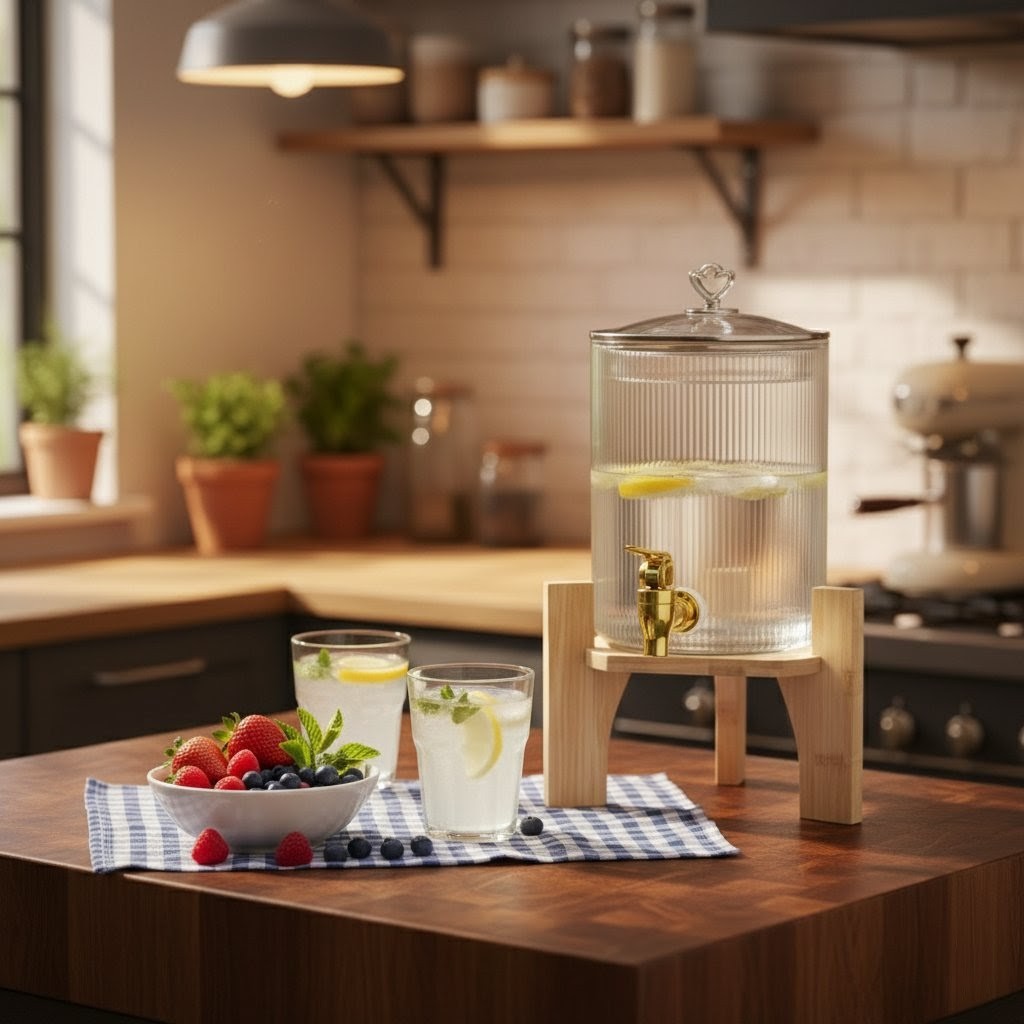 3.6L Juice Dispenser With Bamboo Stand