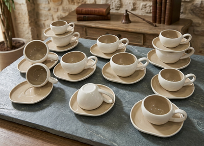 12 Piece porcelain cup and saucer set 200ml for tea and coffee serving