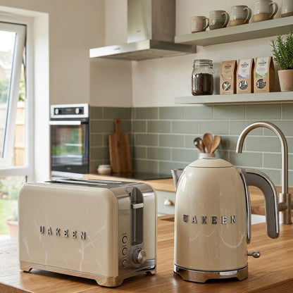 2 Slice Toaster and 2L Electric Kettle Set Stainless Steel