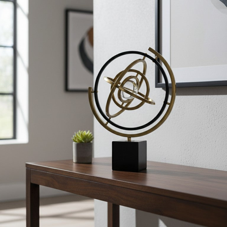 Decorative Metal And Glass Globe Decor Piece