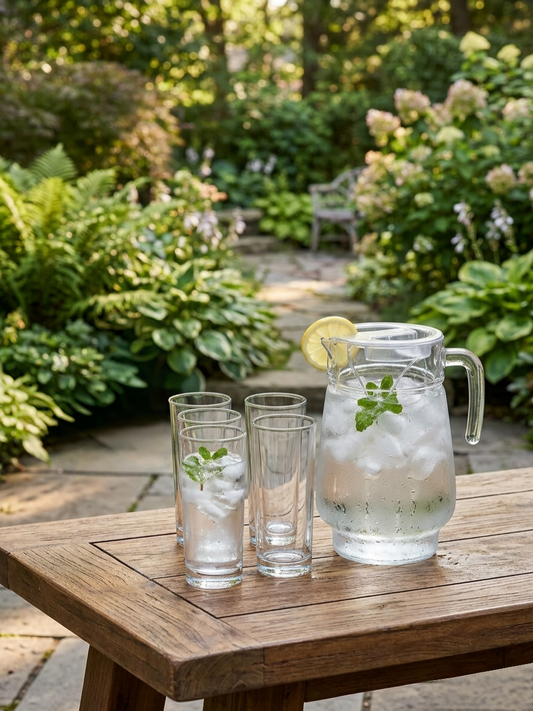 7-Piece Glass drinkware set for water, juice, and cocktails