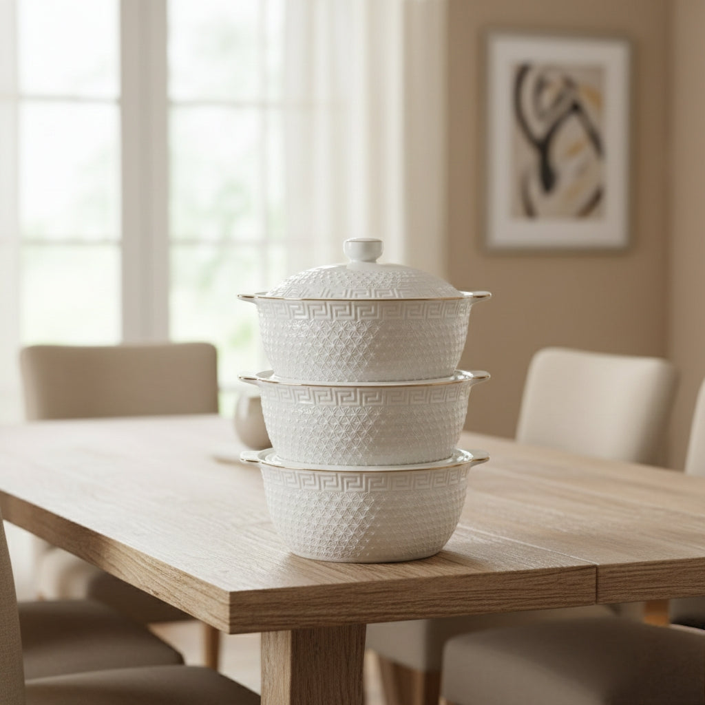 3 Piece Ceramic Serving Bowls Set