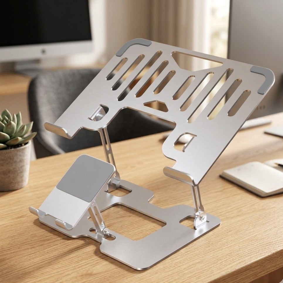 2 in 1 Adjustable Laptop Stand with Phone Holder