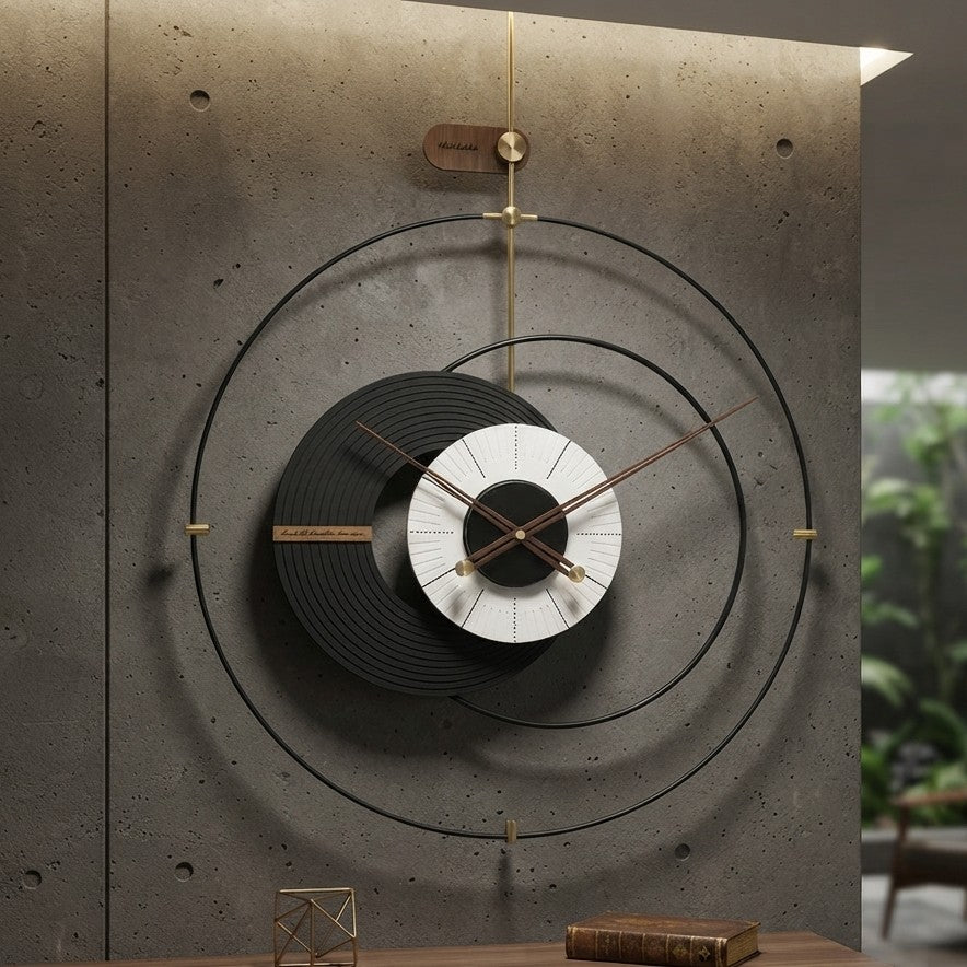 Abstract Wall Clock Black 60 × 60 cm