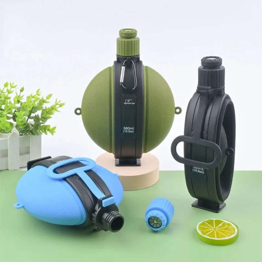 Foldable Silicone Water Bottle With Compass