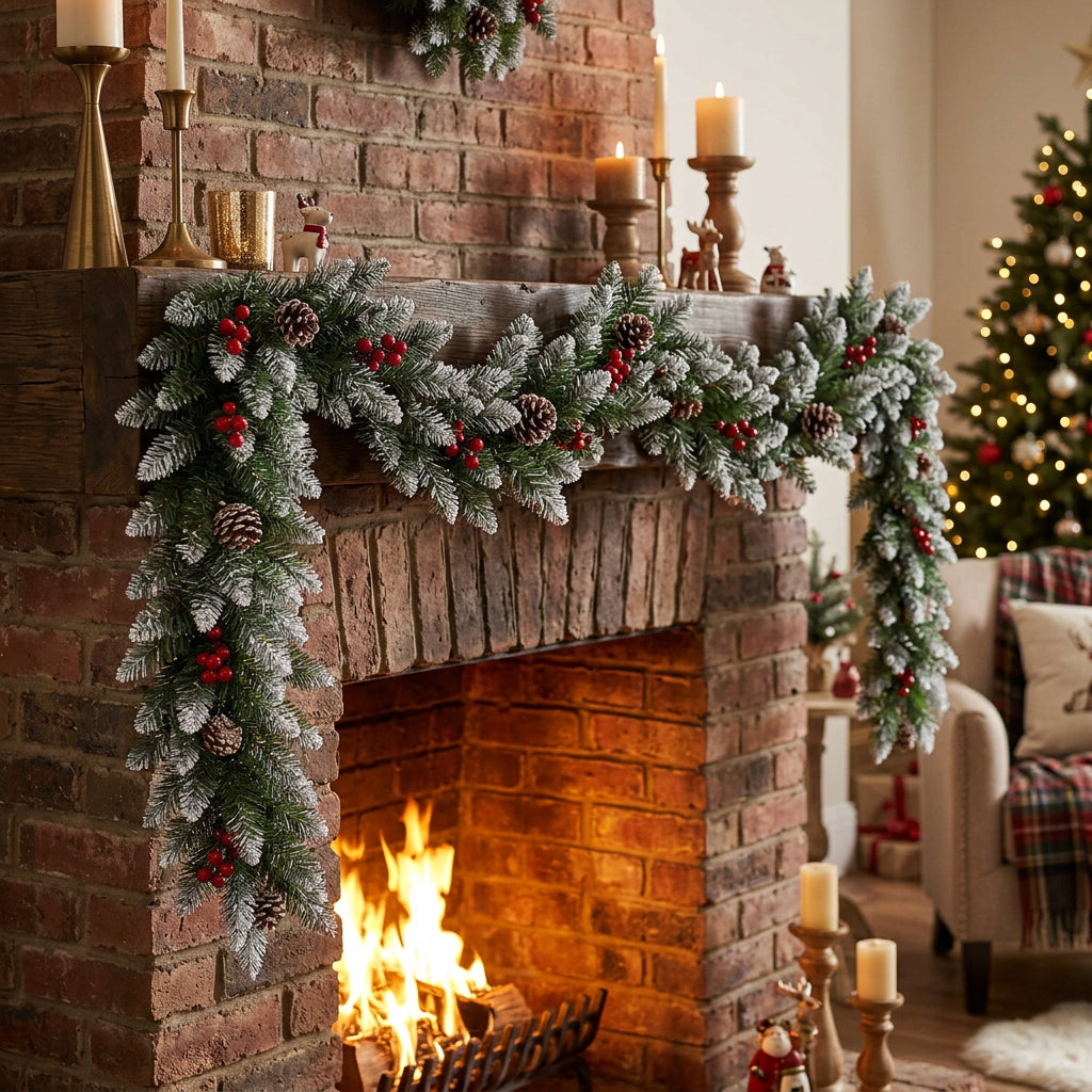 2.7m Green PVC Christmas Garland with Pine Cones and Berry Accents for Staircase, Mantel, Doorway and Table Decorations available in Nairobi, Kenya