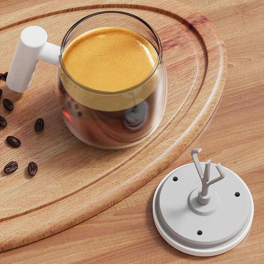 400 ml self stirring automatic mixing cup in khaki and white for easy beverage preparation