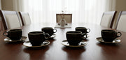 180 cc Danny Home cup and saucer set with gold rim, 6 pieces.