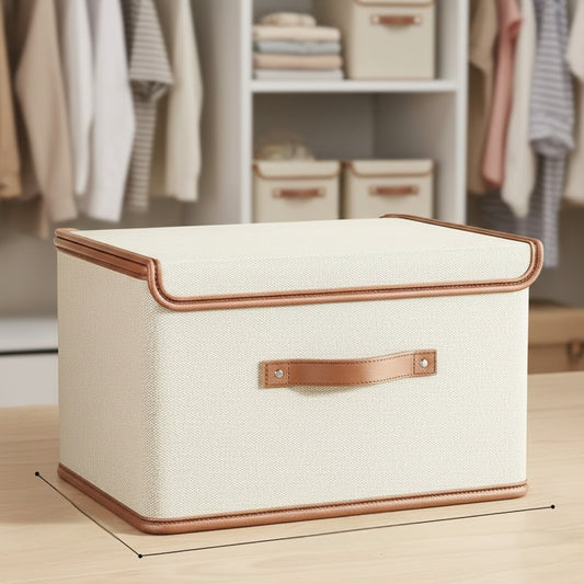 Stackable Oxford fabric wardrobe organizer with lid, large capacity, foldable